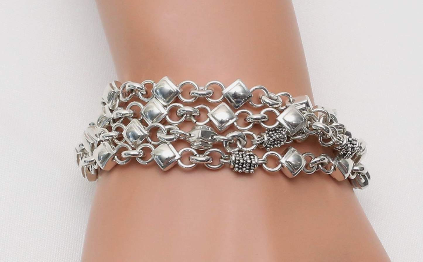 Michael Dawkins Sterling Silver 4-Strand Toggle Bracelet, 8.5 inches - 77.3g