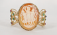 Vintage 14k Yellow Gold Sapphire, Ruby, Emerald & Pearl Cameo Cuff, 8 inches (adjustable) - 36.1g