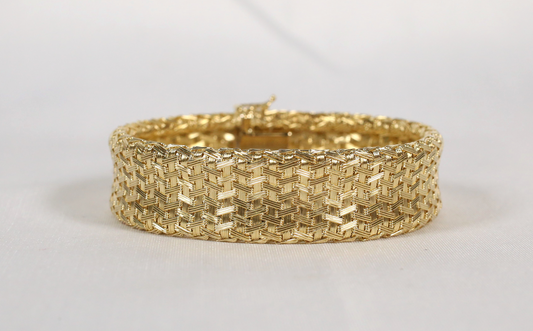 14k Yellow Gold Woven Bracelet, 7.5 inches - 39.9g