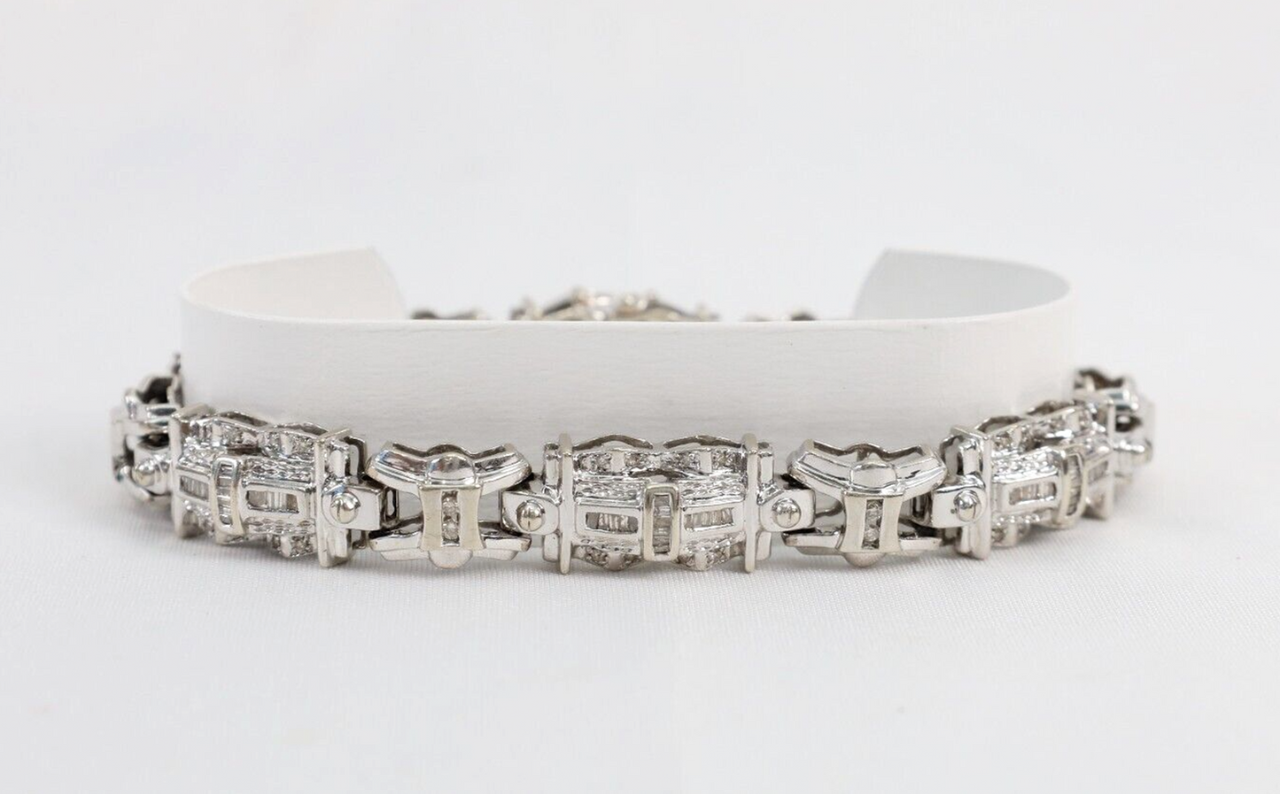 J Rodeo 14k White Gold Diamond Link Bracelet, 8.5 inches - 41.6g