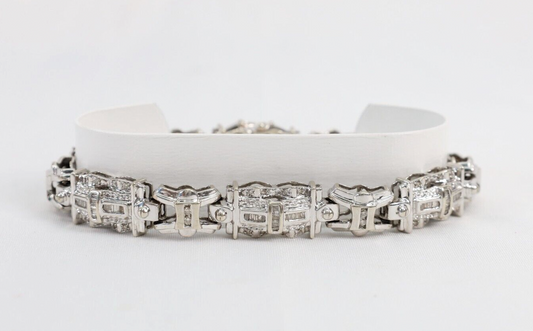 J Rodeo 14k White Gold Diamond Link Bracelet, 8.5 inches - 41.6g