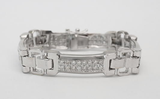 14k White Gold Diamond Bracelet, 6.75 inches - 39.3g