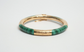 14k Yellow Gold Green Malachite Hinge Bangle, 7.25 inches - 27.6g