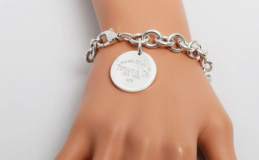 Tiffany & Co Sterling Silver "Please Return to Tiffany" Tag Bracelet, 7.5" - 37.0g