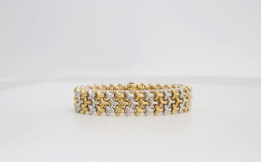 Chimento 18k Yellow & White Gold Mesh Bracelet, 7.5 inches - 27.4g