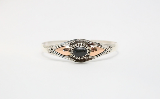 Vintage Sterling Silver & 22k Yellow Gold Cuff Bracelet, 6.25 inches - 15.0g