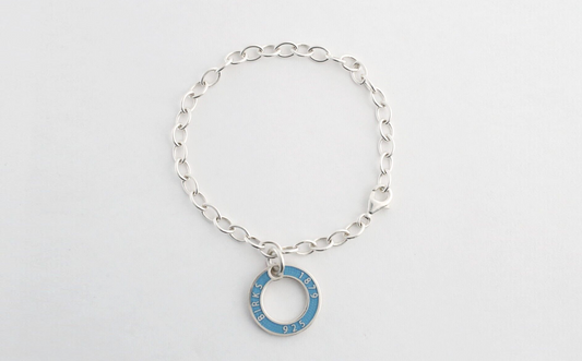 Birks Sterling Silver Round Tag Bracelet, 7.5 inches - 8.9g