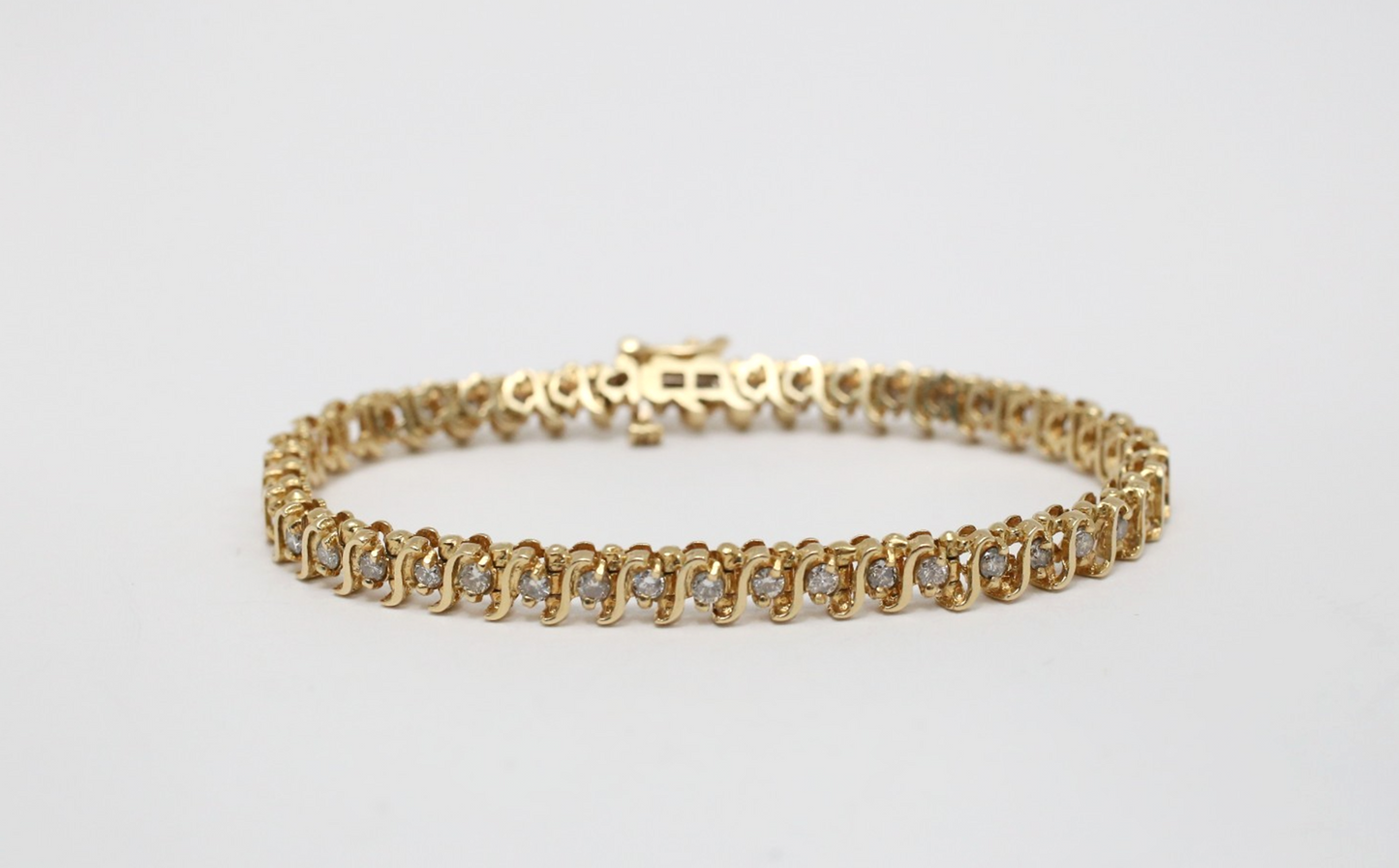 14k Yellow Gold Diamond Tennis Bracelet, 7 inches - 13.7g