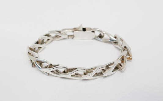 Sterling Silver Angled Link Bracelet, 9 inches - 63.4g