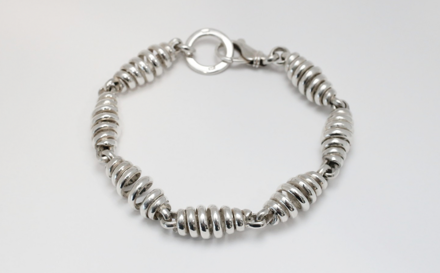 Sterling Silver Coil Link Bracelet, 9.75 inches - 69.6g