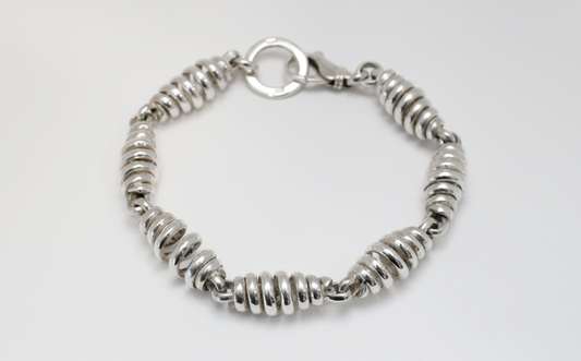 Sterling Silver Coil Link Bracelet, 9.75 inches - 69.6g
