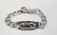Sterling Silver Curb Link ID Motif Plate Bracelet, 8.5 inches - 69.3g