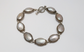 Sterling Silver Mother of Pearl Oval Link Bracelet, 9 inches - 24.7g