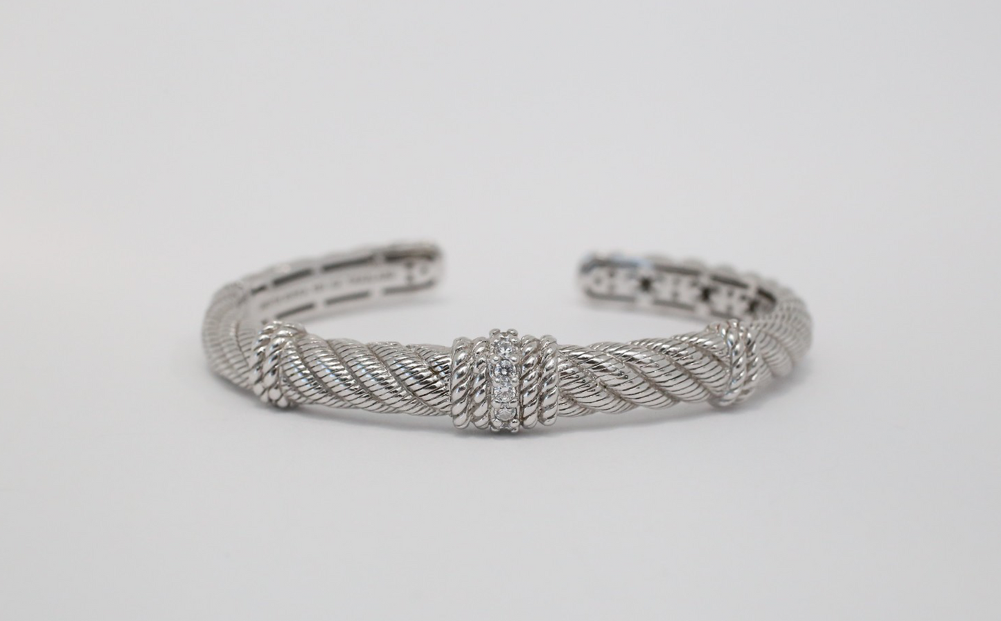 Judith Ripka Sterling Silver Twisted Rope Cuff Bracelet, 6.5 inches - 24.0g