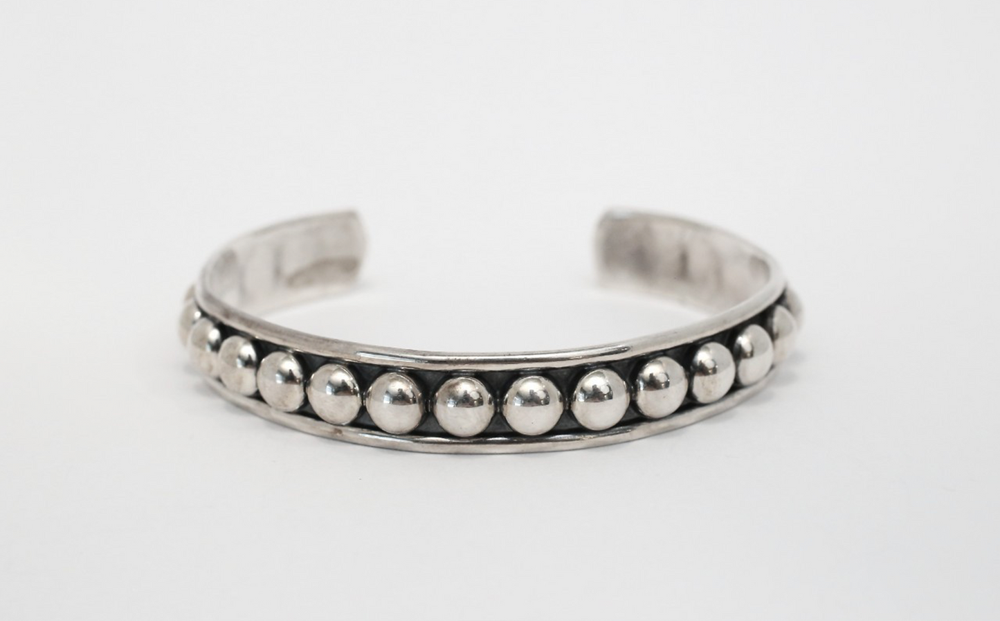 Sterling Silver Beaded Cuff Bracelet, 6.75 inches - 18.8g