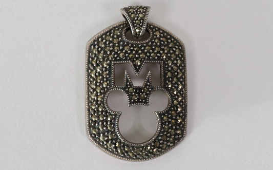 Judith Jack Sterling Silver Disney Mickey Mouse Marcasite Pendant, 16.6g