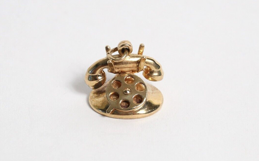 14k Yellow Gold Vintage Phone Charm, 3.3g