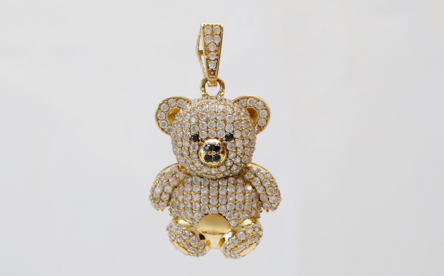 14k Yellow Gold Cubic Zirconia Bear Pendant, 7.4g