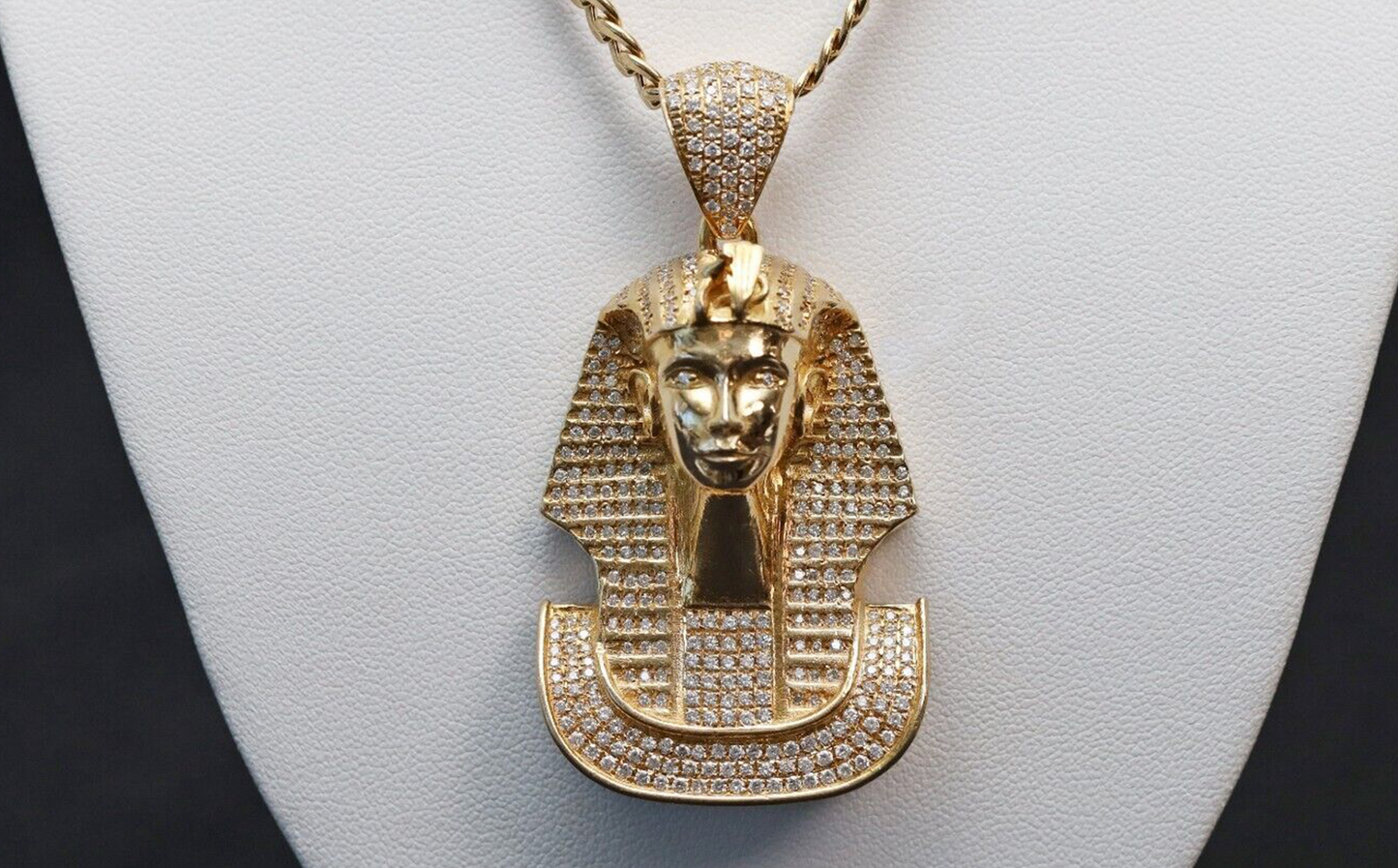 14k Yellow Gold Diamond Pharaoh Pendant, 63.5g