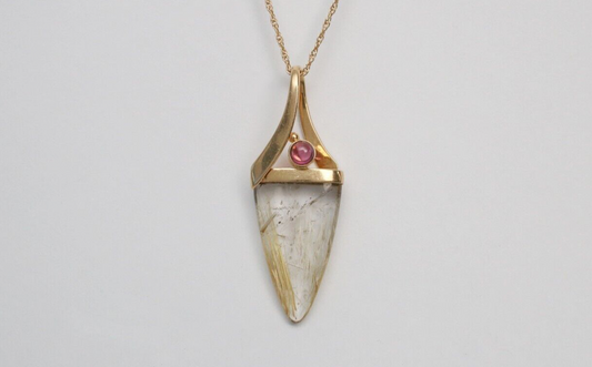 14k Yellow Gold Quartz Pendant, 4.4g