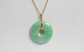 14k Yellow Gold Round Chinese "Good Fortune" Jade Pendant, 9.2g