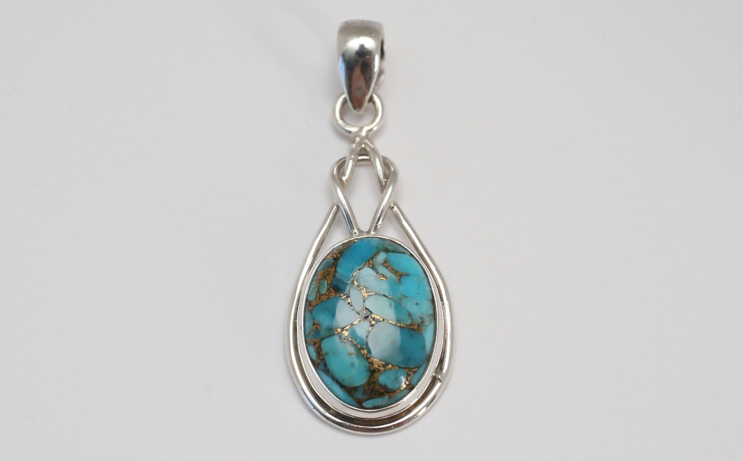 Sterling Silver Turquoise Teardrop Pendant, 4.6g