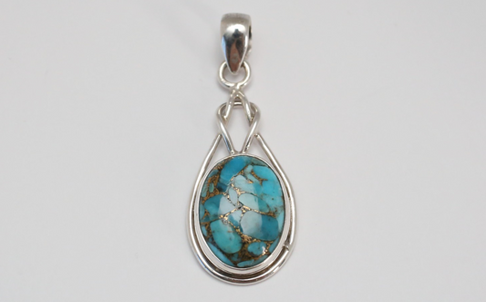 Sterling Silver Turquoise Teardrop Pendant, 4.6g