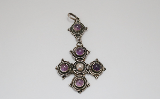 Vintage Sterling Silver Amethyst Pendant, 10.7g