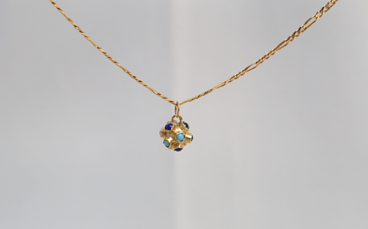 19.2k Portuguese Gold Multi-Stone Pendant, 1.3g