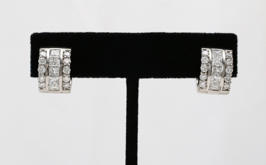 18k White Gold Diamond Hoop Earrings, 11.5g