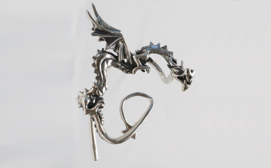 Sterling Silver Dragon Ear Cuff, 16.9g