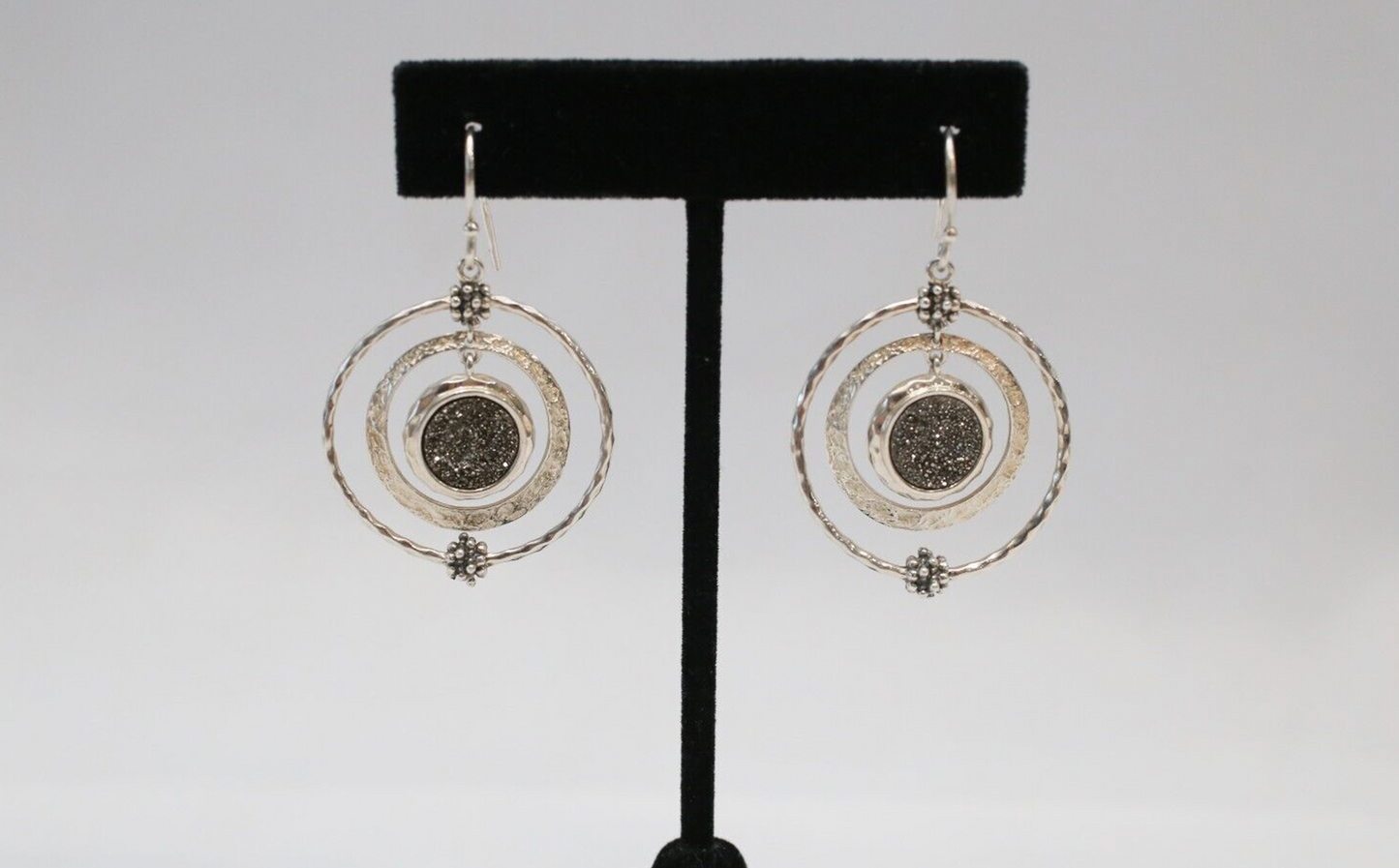 Michael Dawkins Sterling Silver Dangle Tri-Circle Earrings, 11.7g