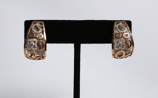 Vintage 14k White & Rose Gold Filigree Earrings, 9.5g