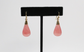 18k Yellow Gold Rose Quartz Dangle Drop Earrings, 7.7g