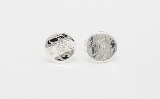 Tiffany & Co Sterling Silver Notes Round Wavy Circle Stud Earrings, 1.7g