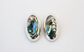 Mexico Sterling Silver Oval Abalone Shell Clip-On Earrings, 25.4g