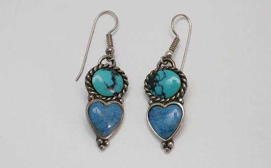 Carolyn Pollack Sterling Silver Turquoise Heart Earrings, 9.3g