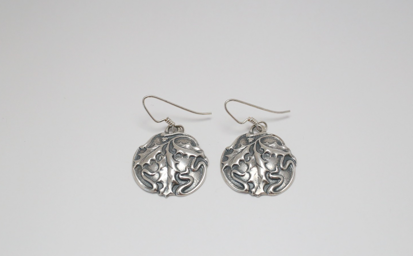 Stamas Sterling Silver Holly Leaf Earrings, 11.0g