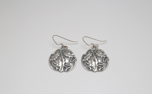 Stamas Sterling Silver Holly Leaf Earrings, 11.0g