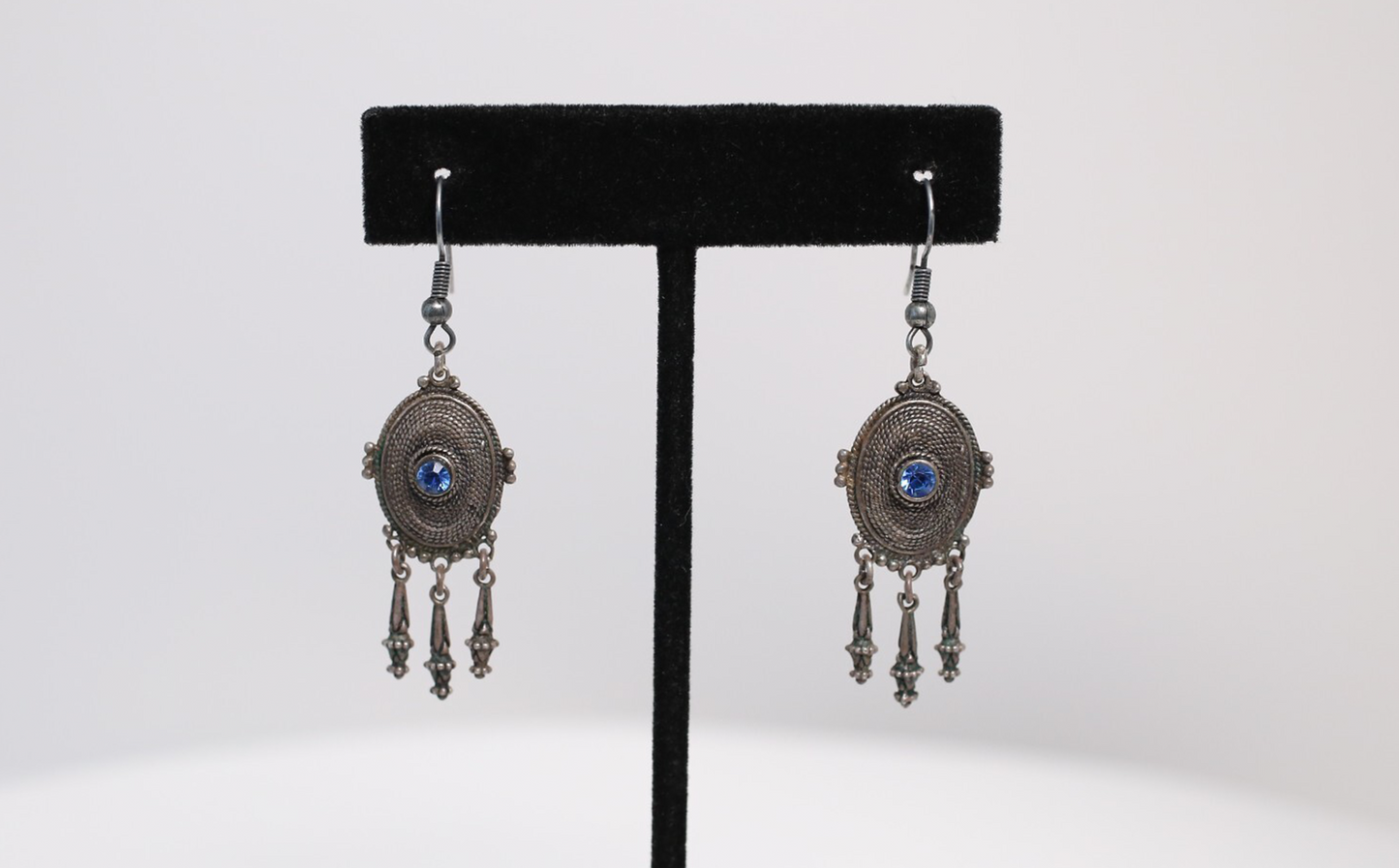 Antique European 835 Silver Dangle Earrings, 5.1g