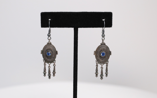 Antique European 835 Silver Dangle Earrings, 5.1g