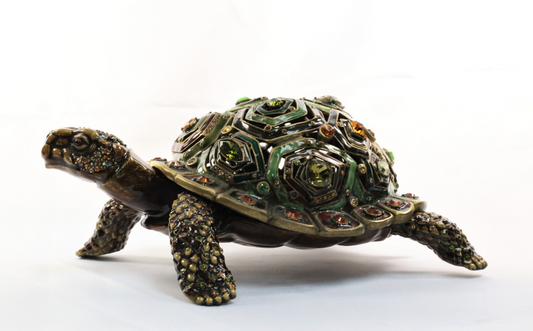 Jay Strongwater Large Turtle Trinket Box with Swarovski Crystals