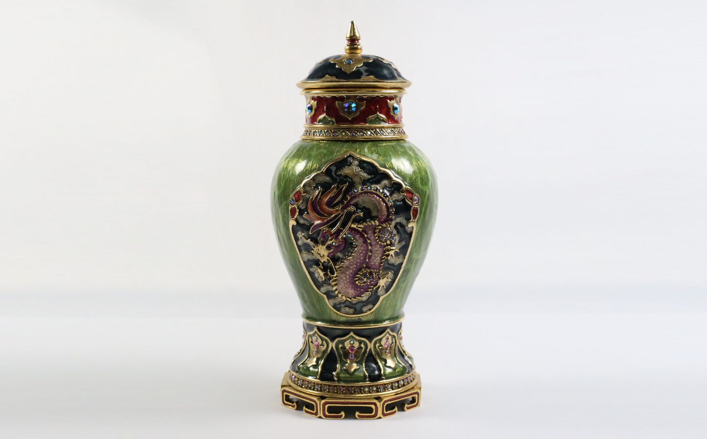 Jay Strongwater Chinoiserie Dragon & Phoenix Decorative Container