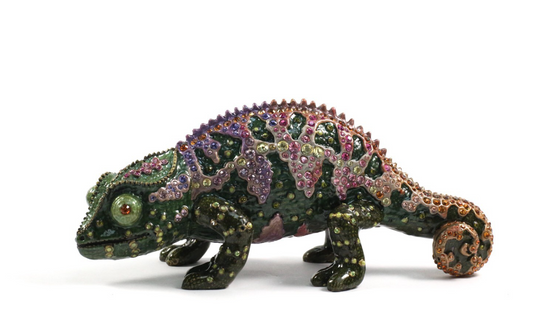 Jay Strongwater Pink Belly Chameleon Figurine