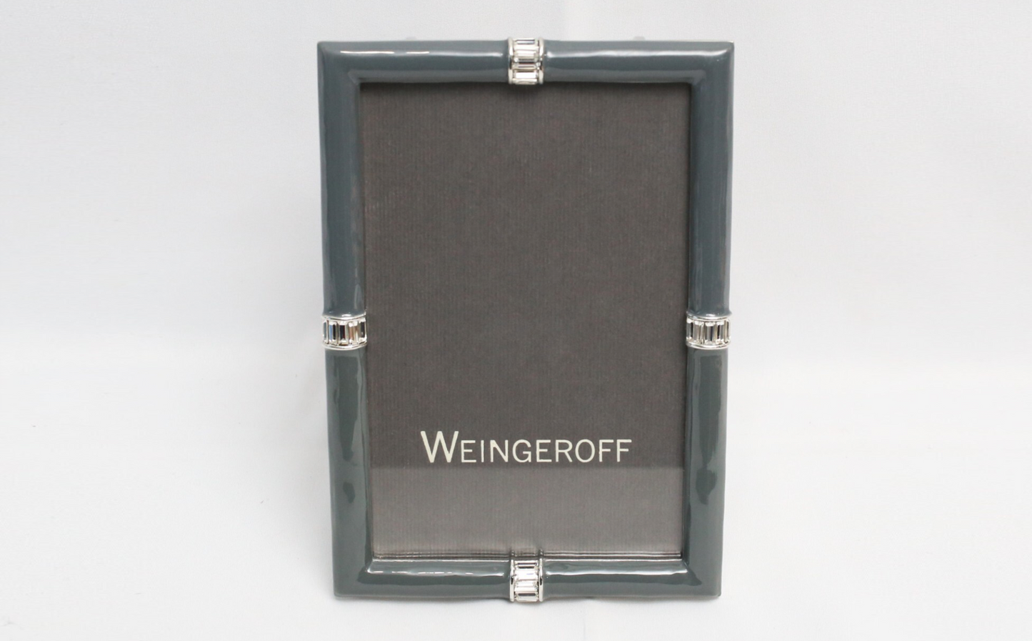 Weingeroff Gray Enamel 4.5in x 6.5in Picture Frame w/ Swarovski Crystals