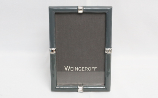 Weingeroff Gray Enamel 4.5in x 6.5in Picture Frame w/ Swarovski Crystals
