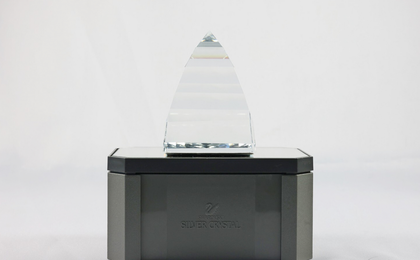 Swarovski Silver Crystal Clear Pyramid Paperweight Figurine