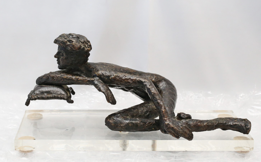Victor Salmones "Boy on a Pillow" Bronze Sculpture