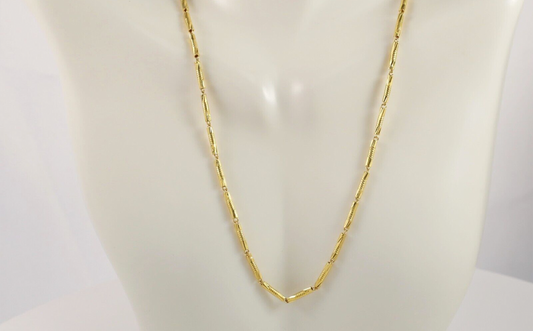 24k Yellow Gold Bar Link Necklace, 17 inches - 6.3g