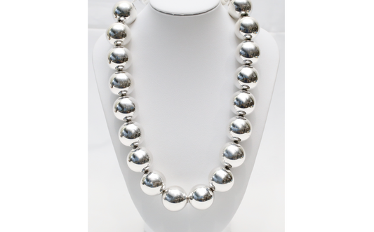 Sterling Silver Large Boule Necklace, 18 inches - 55.1g